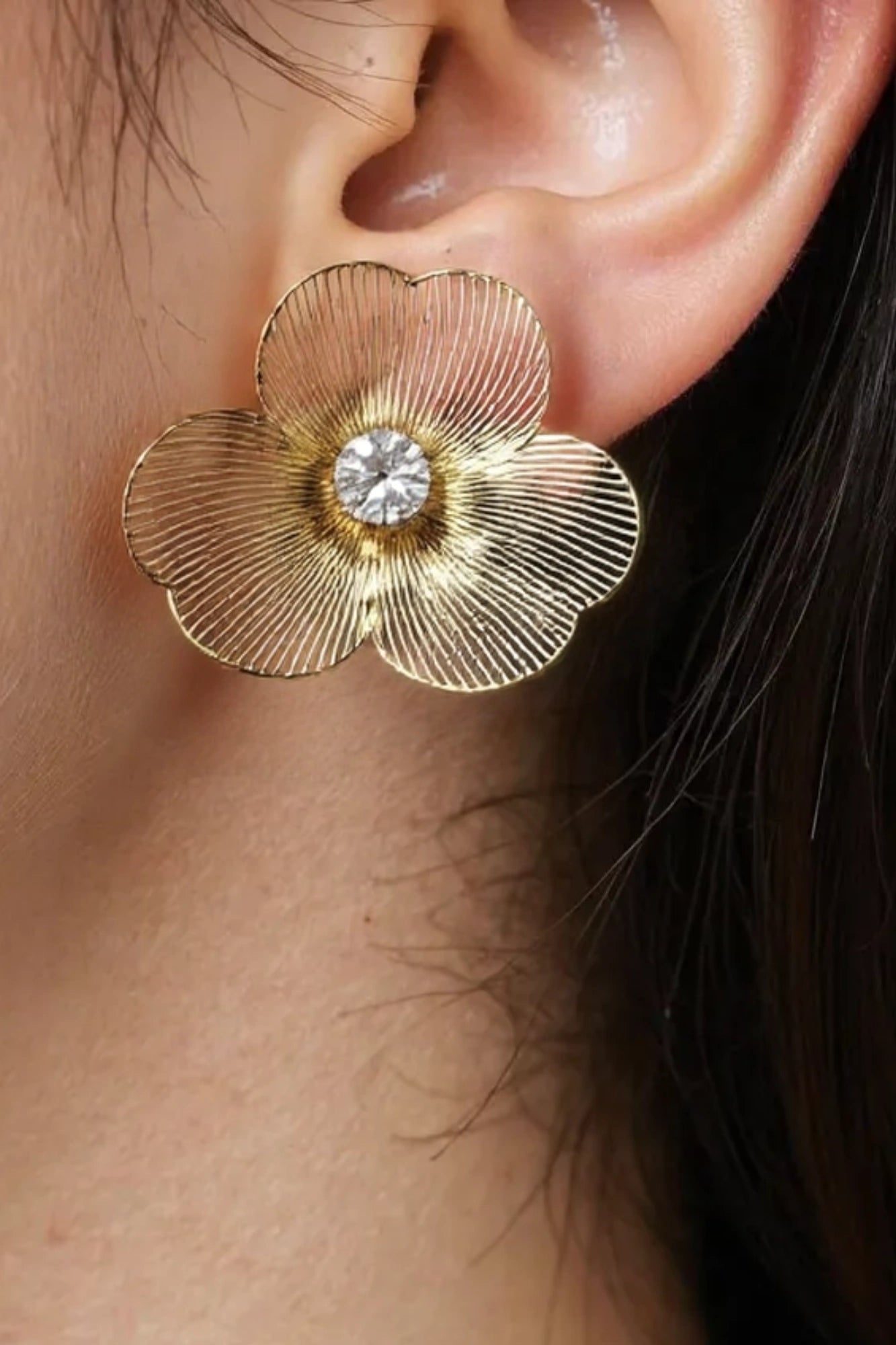 OMID Golden Flower Petal Western Earrings