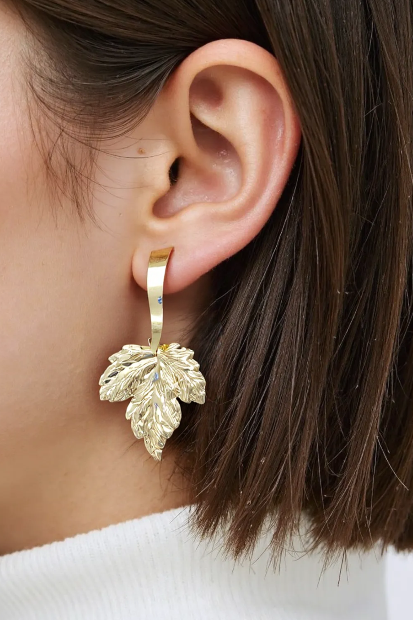 OMID Golden Leaf Shimmering Earrings