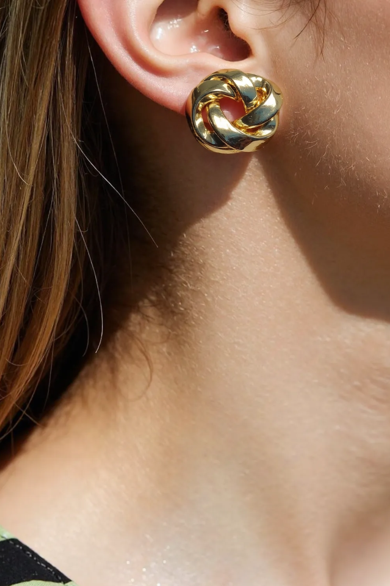 OMID Golden Showy Solid Stud Earrings