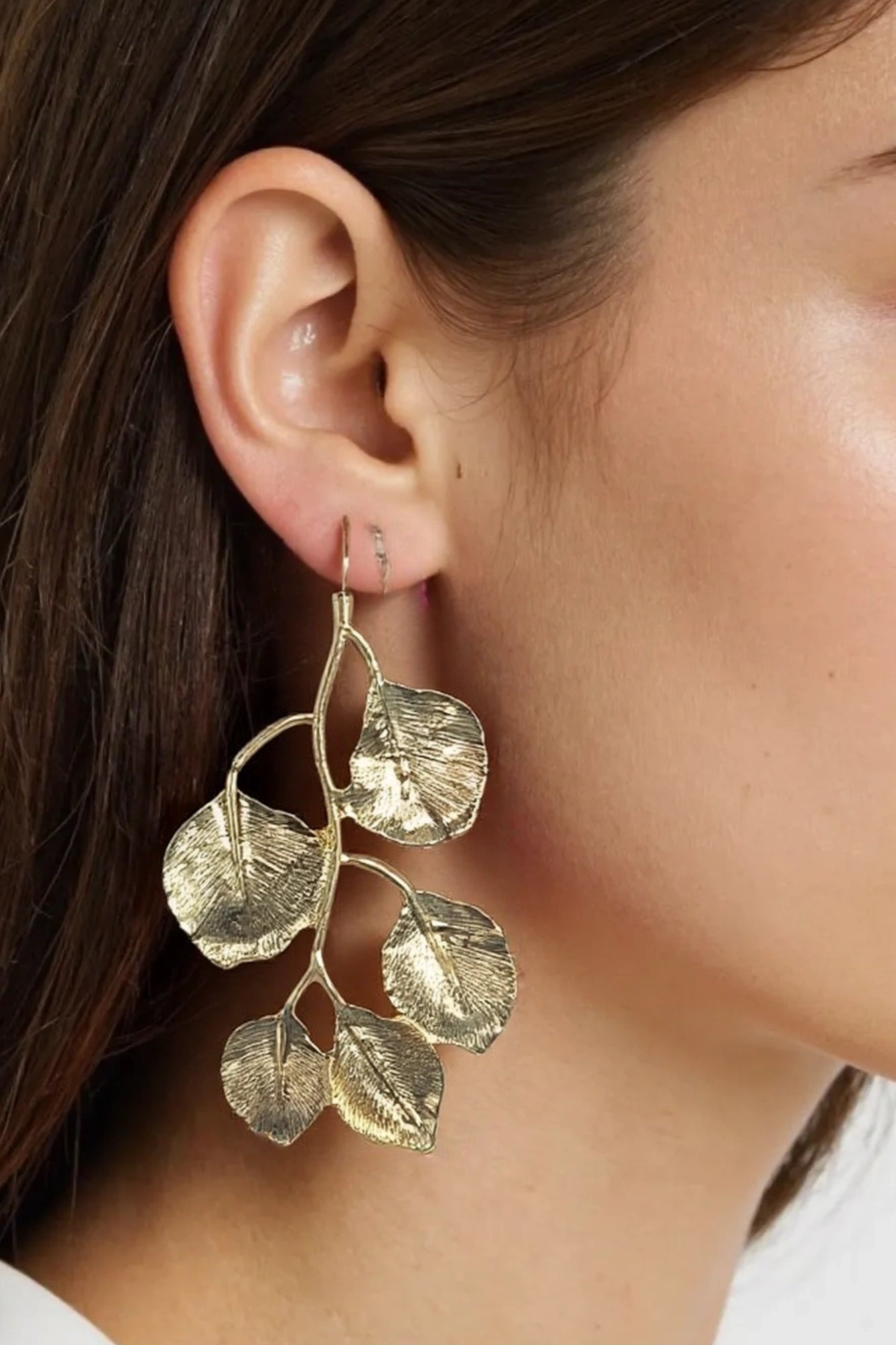 OMID Vintage Style Gold Color Leaf Earrings