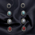 OMID Combo of 4 Oval Shaped Multi Colour Stud Earring