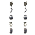 OMID Combo of 5 Multi Shaped Silver Plated Earring