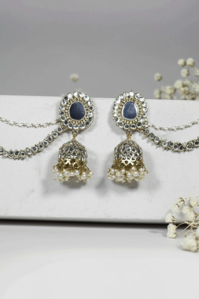 OMID Silver Shiny Long Jhumkis