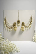 OMID Rajputani Classic Mirror Silver Jhumkis With Maang Tikka