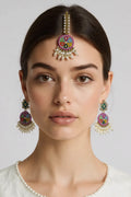 OMID Multi Colour Traditional Classic Earrings With Maang Tikka