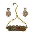 OMID Multi Stone Bold Necklace and Earring Set