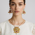 OMID Stone and Kundan Heavy Necklace With Earrings