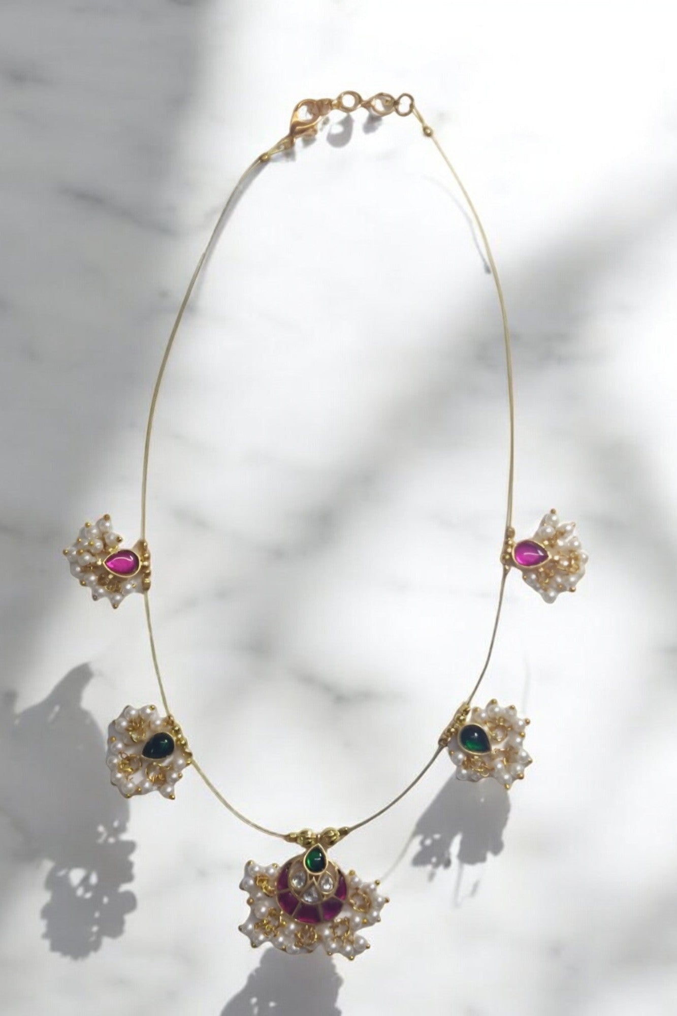 OMID Stone and Multi Bead  Wired Necklace