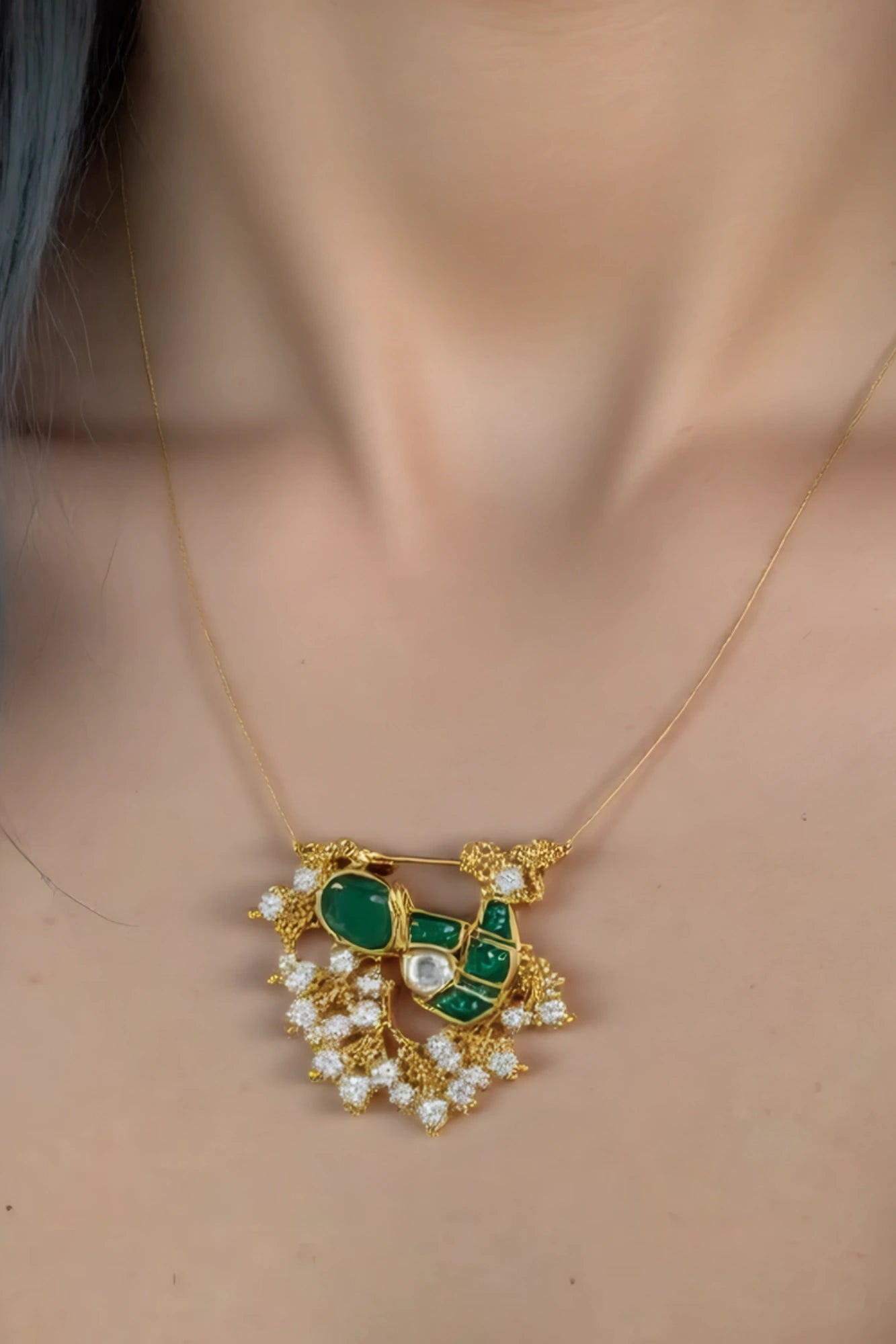 OMID Kundan Jadau Pendant Wired Necklace