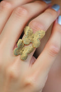 OMID Golden Twin Butterfly Shaped Finger Ring