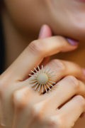 OMID Golden Toned Statement Finger Ring