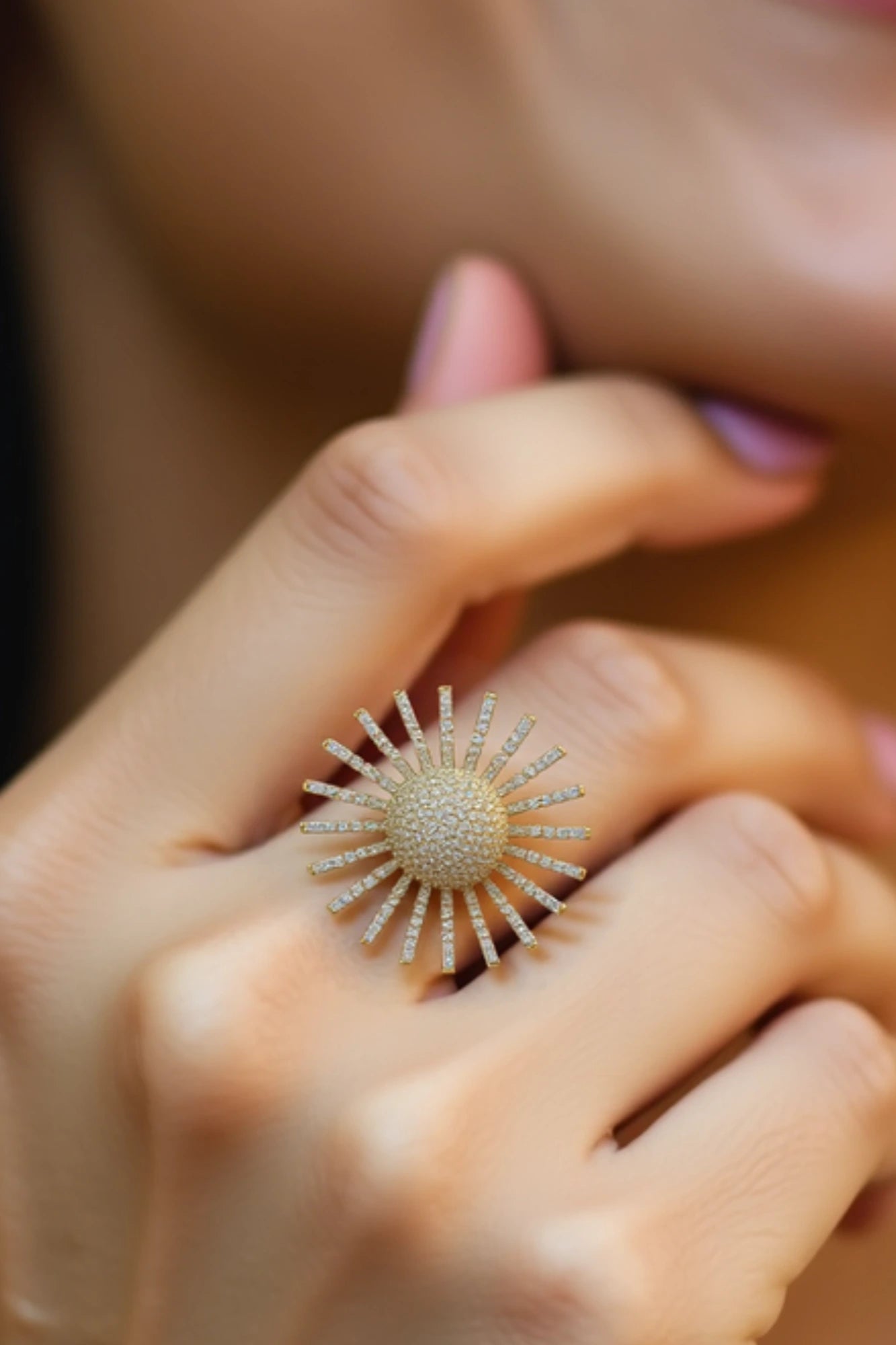 OMID Golden Toned Statement Finger Ring