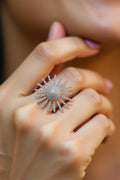 OMID Silver Toned Statement Finger Ring