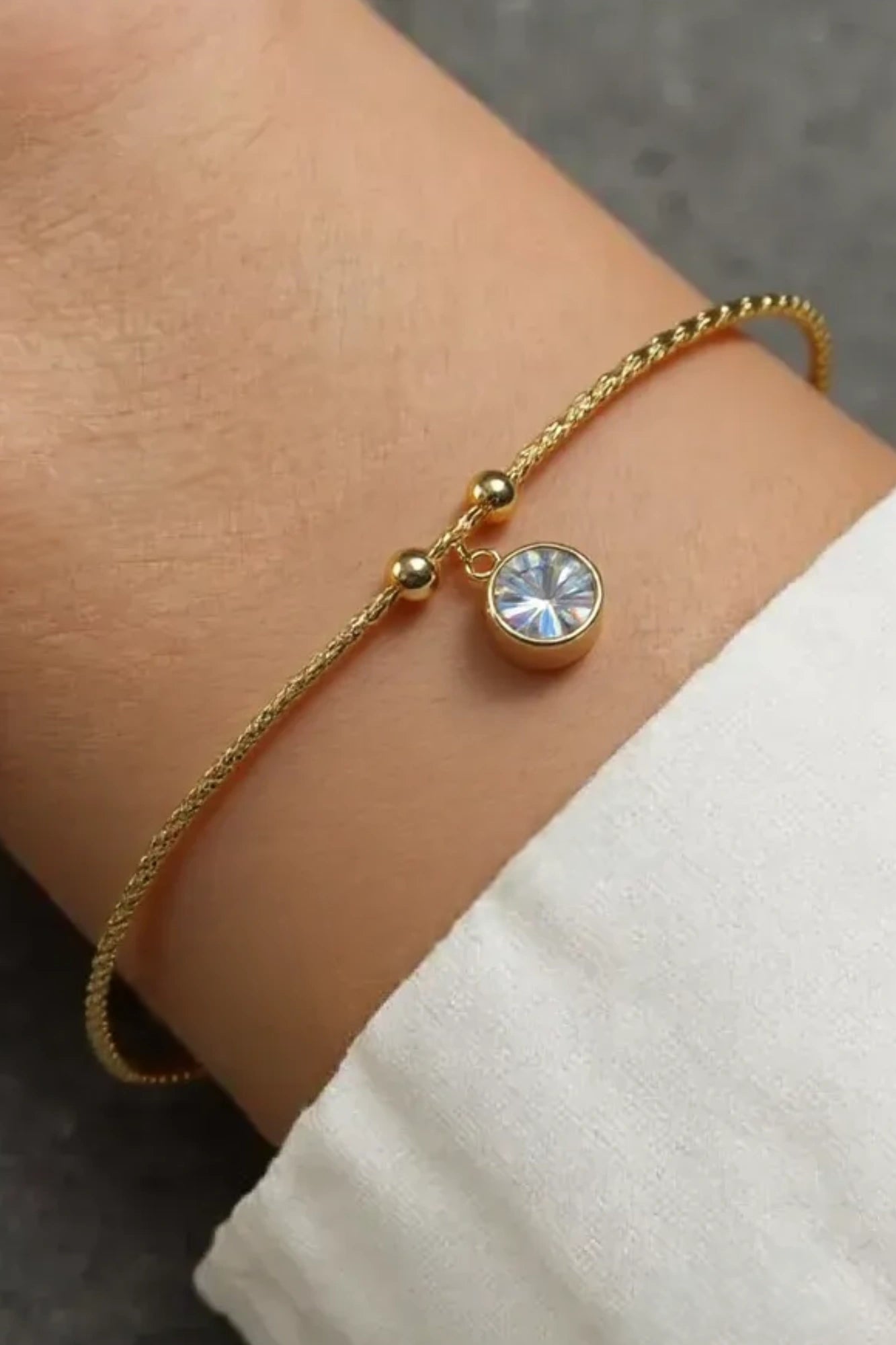 OMID Stone Studd Charm Wire Bracelet