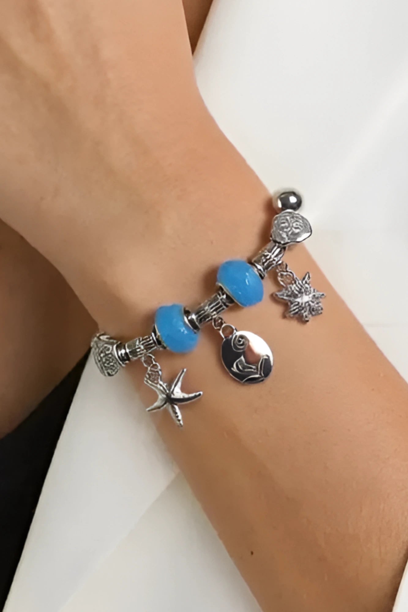 OMID Stainless Steel Beads and Lucky Charm Bracelet