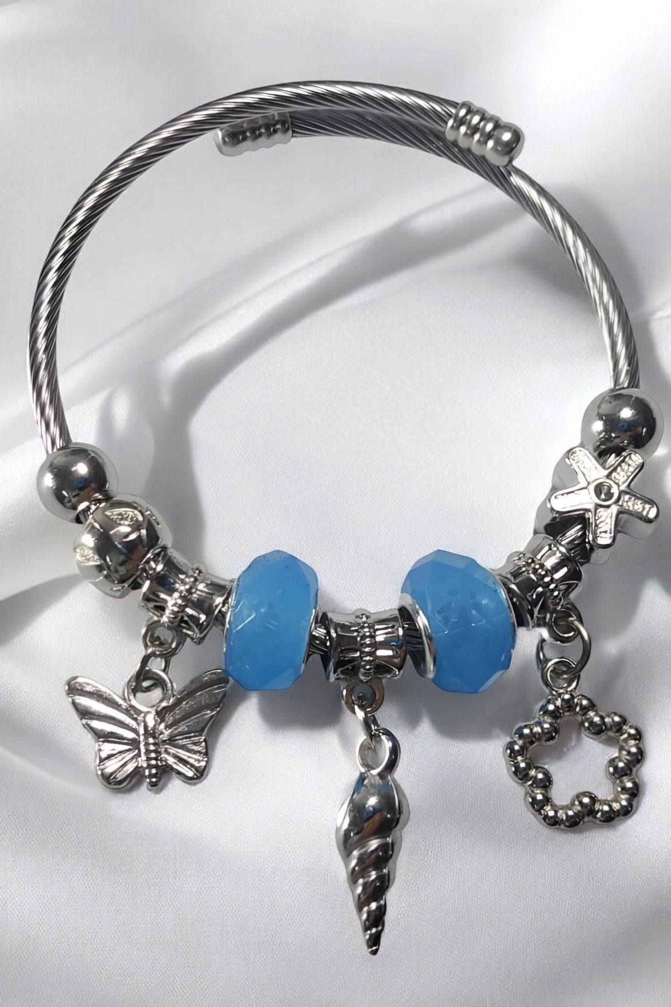 OMID Stainless Steel Beads and Lucky Charm Bracelet