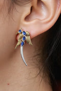 OMID Bird Design Antique Brass Earrings