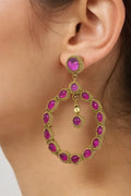 OMID Round Golden Tone Traditional Earrings