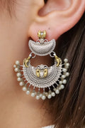OMID Silver tone Traditional Chand Bali Earrings