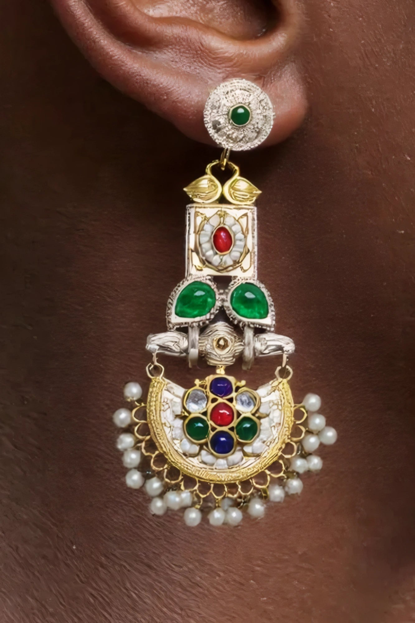 OMID Multi Colour Kundan Traditional Earrings