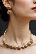OMID Festive Wear Kundan Golden Necklace and Earring Set