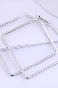 OMID Elegant Silver-Tone Large Square Hoop Earrings for Women, Lightweight Geometric Statement Jewellery For Women and Girls