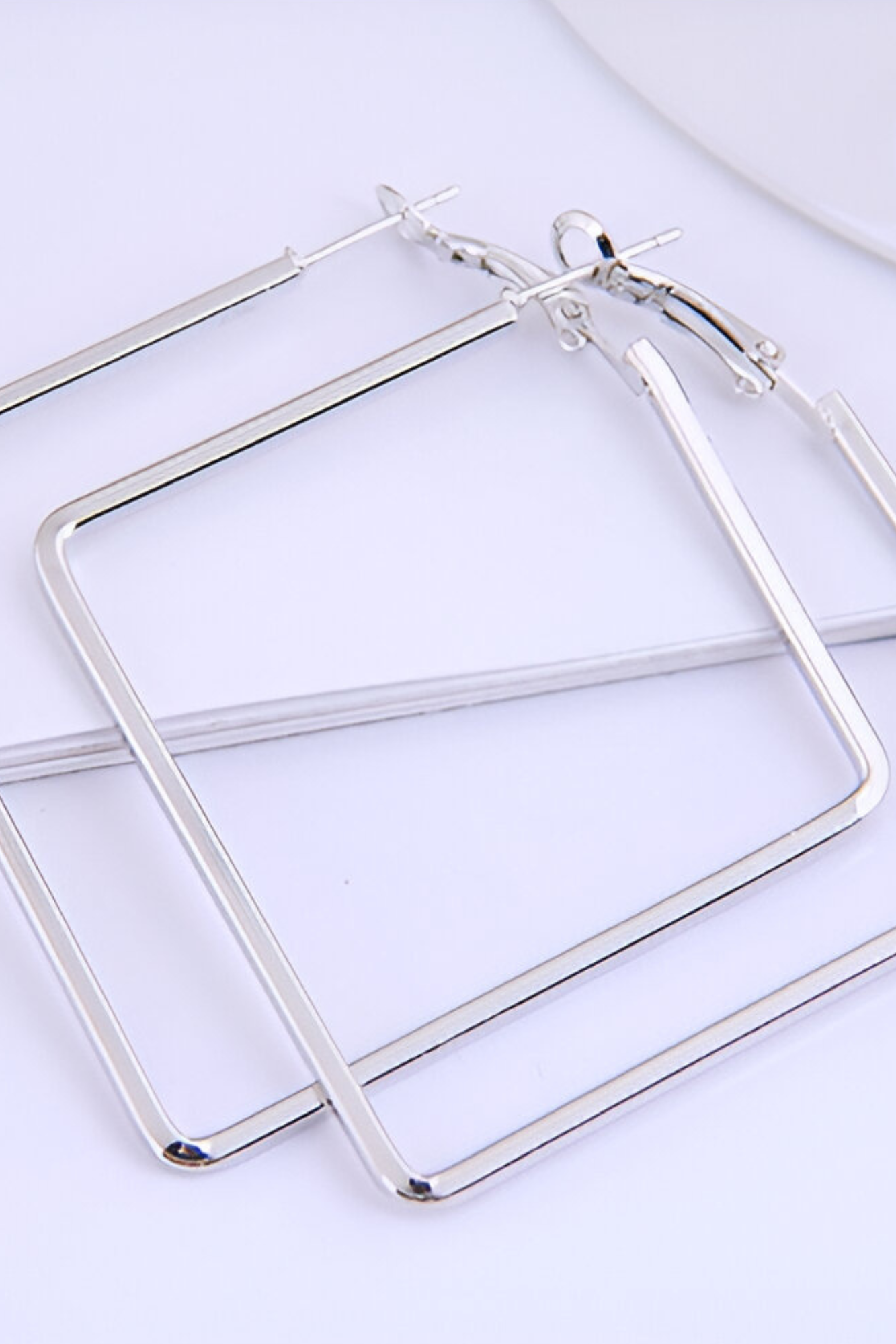 OMID Elegant Silver-Tone Large Square Hoop Earrings for Women, Lightweight Geometric Statement Jewellery For Women and Girls