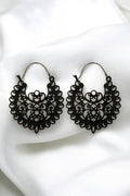 OMID Bohemian Vintage Black Filigree Hoop Earrings for Women, Lightweight Ethnic Dangle Earrings For Women and Girls