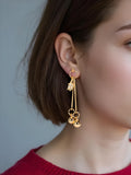 OMID Elegant Gold-Plated Dangle Earrings with Ring and Ball Design, Lightweight Long Drop Earrings for Women and Girls