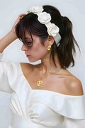 OMID Elegant Gold-Plated "P" Initial Pendant Necklace & Stud Earrings Set For Women and Girls