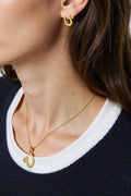 OMID Gold Plated Stylish "U" Alphabet Pendant Necklace with Matching Earrings Jewellery Set For Women and Girls