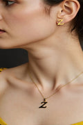 OMID Gold Plated Stylish "Z" Alphabet Pendant Necklace & Stud Earrings Jewellery Set For Women and Girls