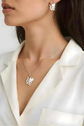 OMID Stainless Steel LOVE Pendant Necklace and Earring Set for Women – Heart Shaped Design, Silver Tone Jewellery Gift Fpr Women And Girls