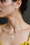 OMID Sterling Silver Dolphin Heart Pendant Necklace and Stud Earrings Set for Women and Girls