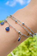 OMID Silver-Plated Multi-Layer Evil Eye Charm Bracelet for Women & Girls