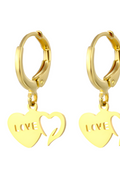 OMID Gold Plated Heart Hoop Earrings with "LOVE" Engraving & Romantic Dangle Earrings for Women & Girls