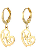 OMID Gold Plated “Mom” Heart Dangle Earrings, Elegant Hoop Drop Earrings for Women & Girls