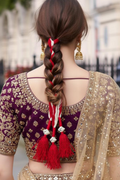 OMID, Traditional Punjabi Parandi for Women & Girls – Handcrafted Red and White Silk Thread Hair Accessory – Bridal & Festival Braid Decoration – Ethnic Indian Paranda