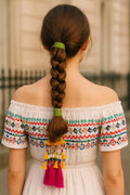 OMID, Traditional Punjabi Parandi Hair Accessory for Women & Girls – Multicolor Silk Thread Braid Extension with Tassels and Beads
