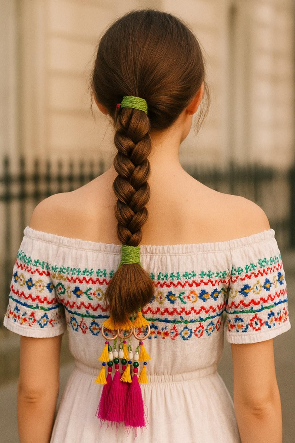 OMID, Traditional Punjabi Parandi Hair Accessory for Women & Girls – Multicolor Silk Thread Braid Extension with Tassels and Beads