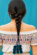 OMID, Traditional Punjabi Parandi for Women & Girls – Handmade Blue Wool Braid Hair Accessory with Pom Poms & Tassels