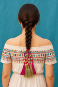 OMID, Punjabi Parandi Hair Accessory – Traditional Handcrafted Braid Extension with Tassels and Beads, Multicolor for Women and Girls