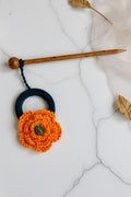 OMID, Handcrafted Floral Parandi Hair Accessory – Traditional Indian Braid Ornament with Crochet Flower & Wooden Stick