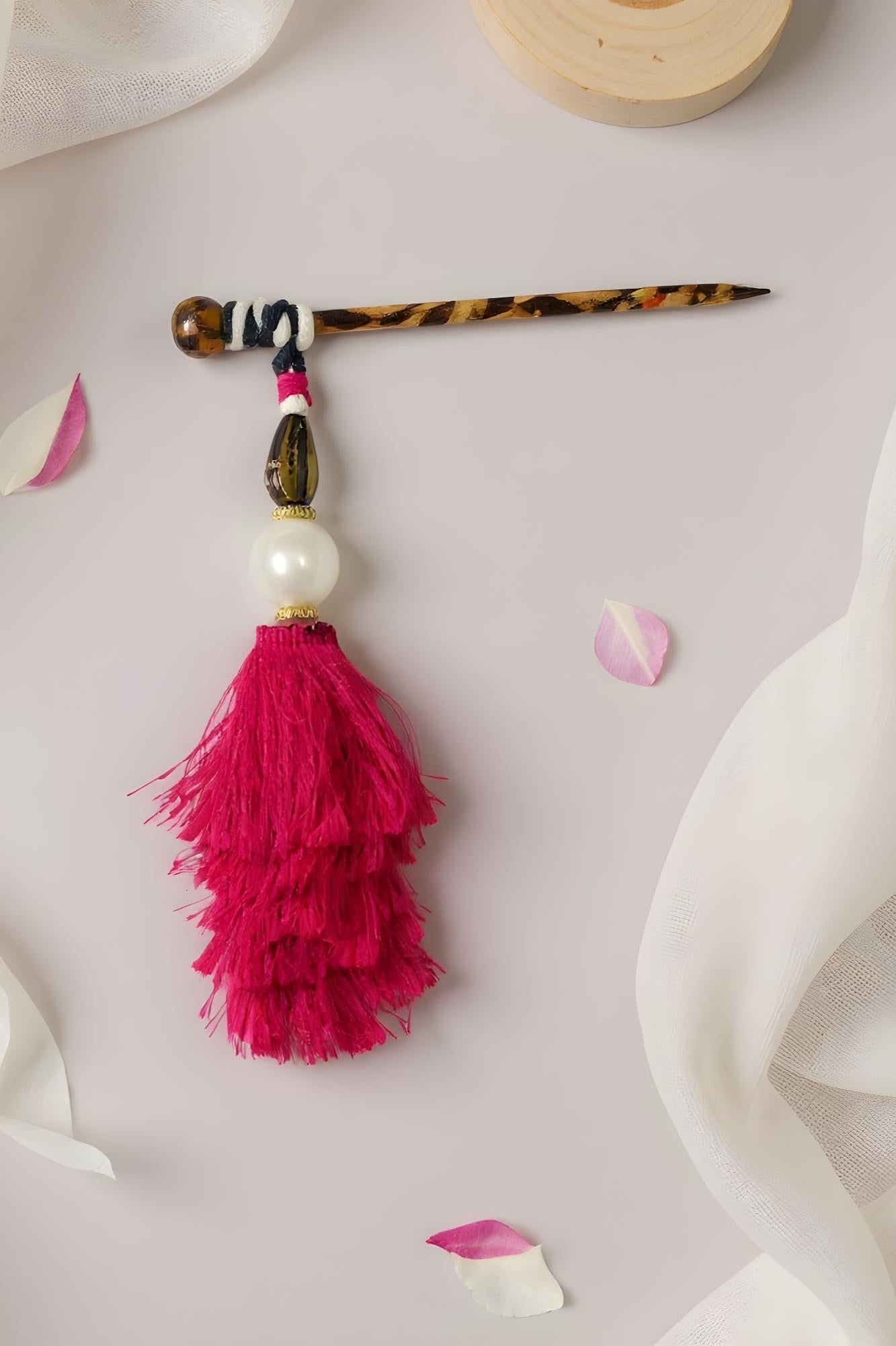 OMID, Traditional Punjabi Parandi Hair Accessory – Handcrafted Braid Tassel, Multicolor Beads & Thread, Ethnic Bridal Hair Extension for Women & Girls