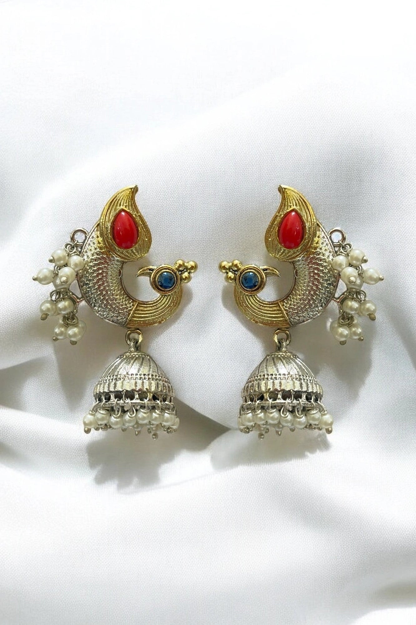 OMID Traditional Peacock Design Jhumka Earrings for Women & Girls