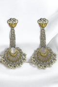 OMID Traditional Antique Gold & Silver Plated Dangle Earrings with Pearl Beads for Women & Girls