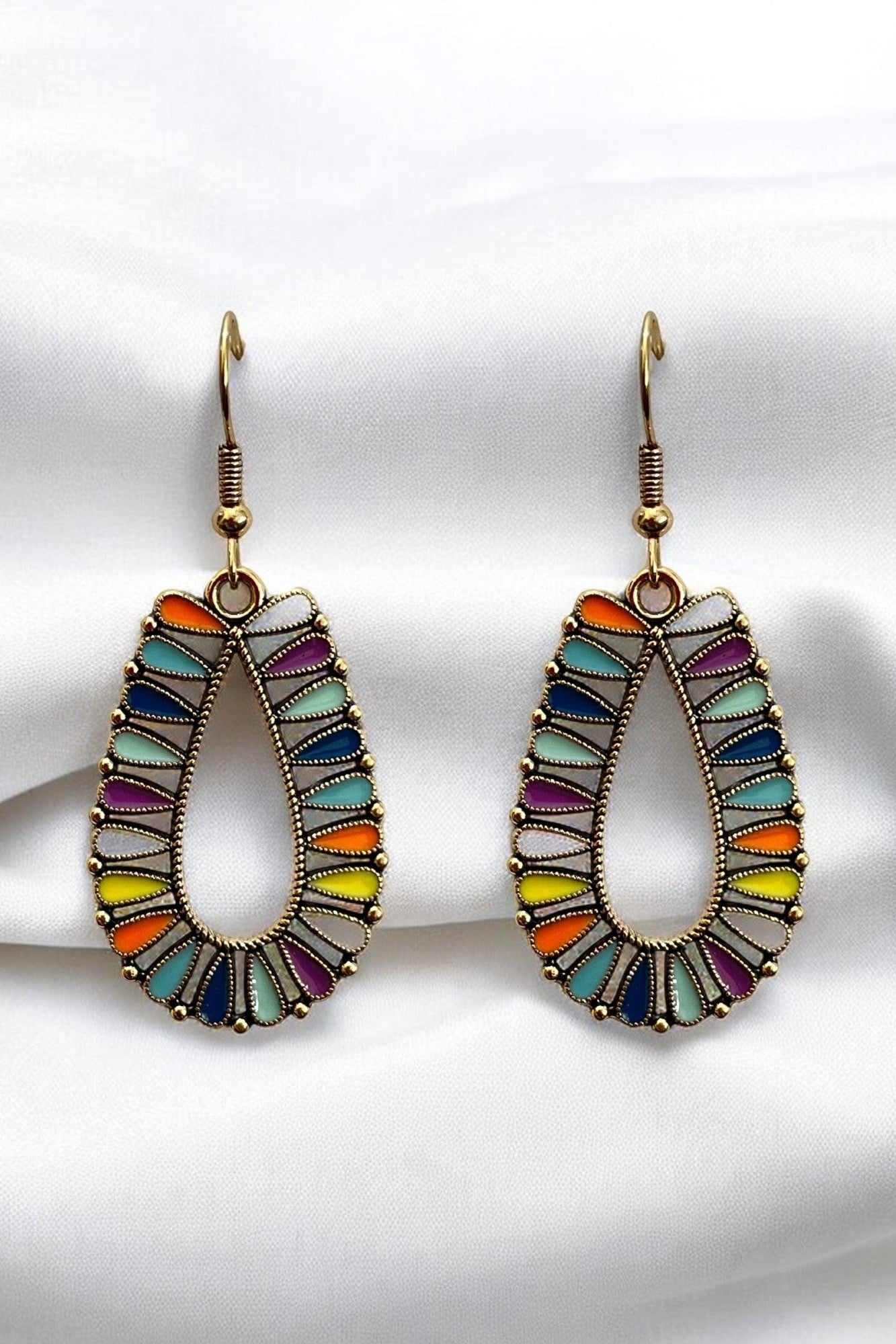 OMID Bohemian Multi-Color Teardrop Dangle Earrings for Women and Girls