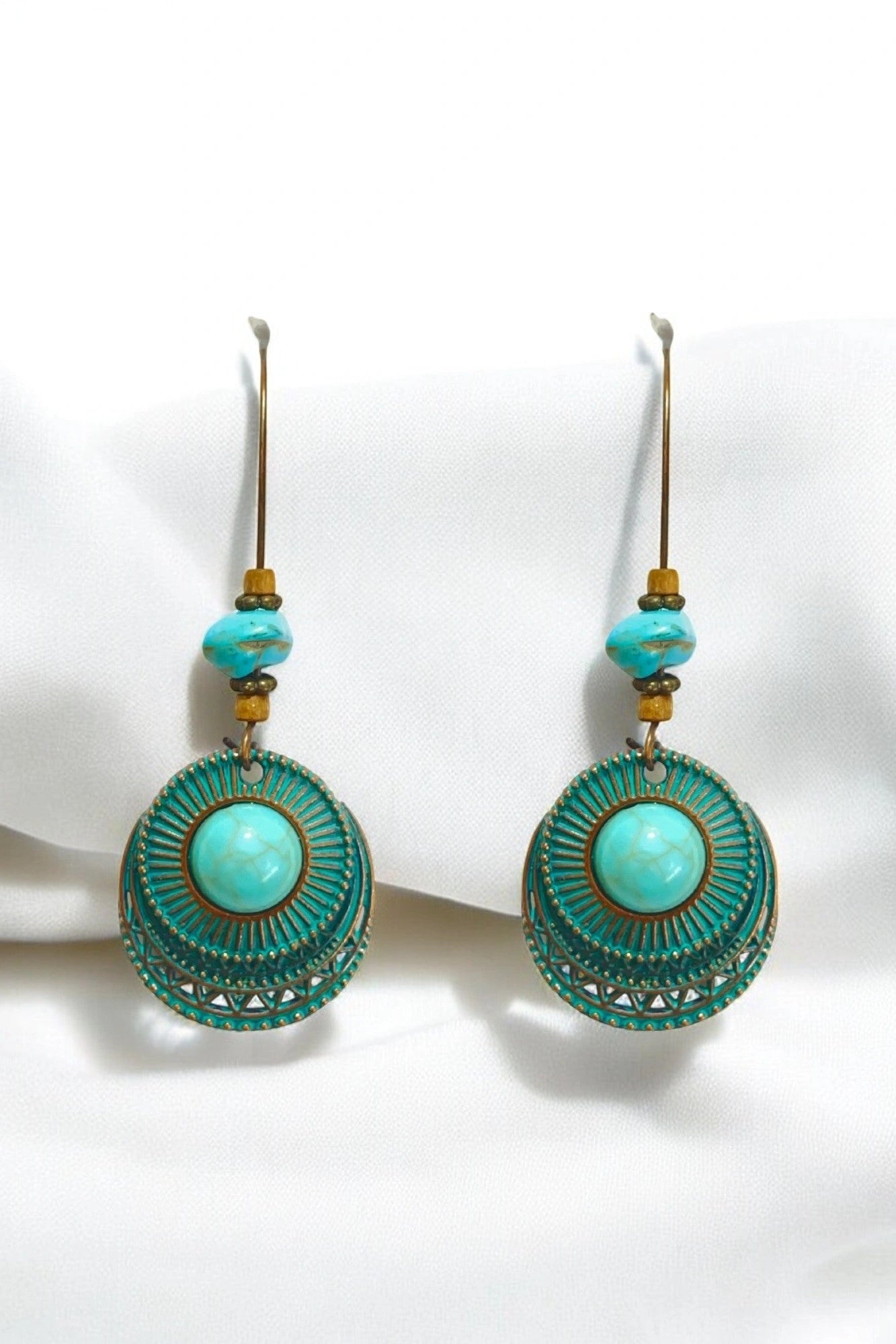 OMID Bohemian Turquoise Beaded Dangle Earrings For Women and Girls