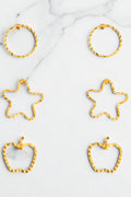 OMID, Gold-Toned Twisted Wire Shape Earrings Set – Round, Star, and Apple Design – Lightweight Fashion Jewellery for Women & Girls, (Pack of 3 Pairs)