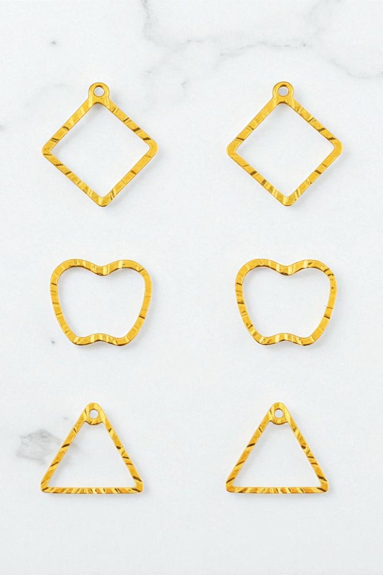 OMID, Gold Geometric Stud Earrings Set – Square, Apple, Triangle Shapes – Minimalist Lightweight Jewellery for Women & Girls, (Pack of 3 Pairs)
